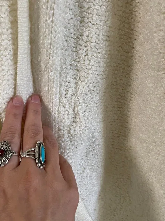 Vintage 80s White Chunky Knit Cardigan Slouchy Open Front Sweater | Size M-XL - Picture 8 of 11